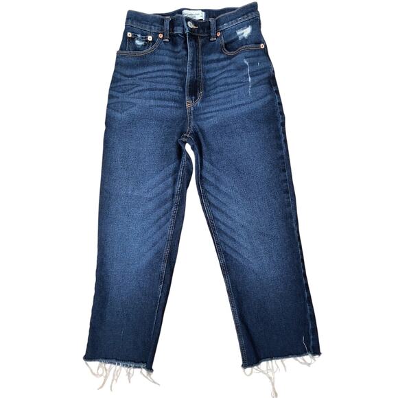 Abercrombie & Fitch 90's Straight Ultra High Rise Jeans Women's Size 26 Frayed - Picture 1 of 12